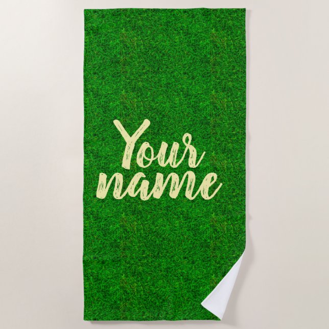 Toalha De Praia Green grass texture from a soccer field (Frente)