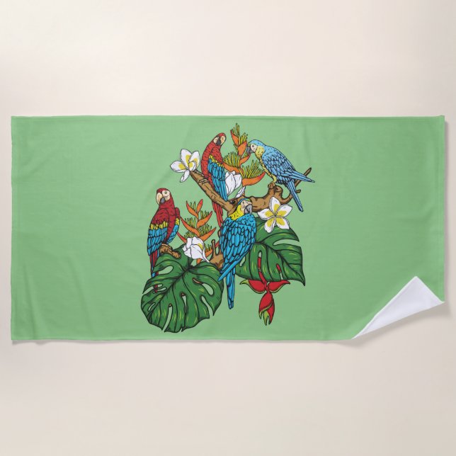 Toalha De Praia Green Macaw Beach Towel (Frente)