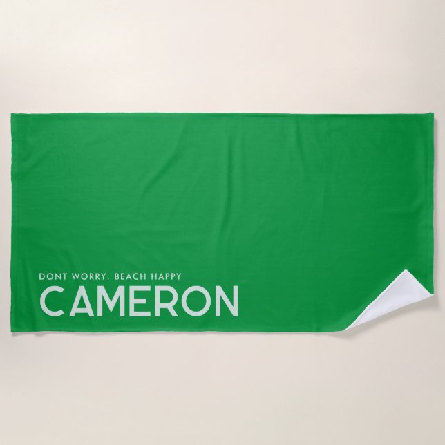 Toalha De Praia Green Personalised Slogan Beach Towel (Frente)