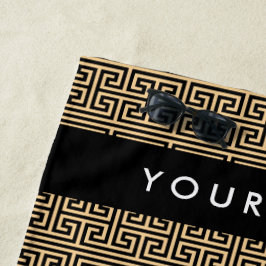 Toalha De Praia Grego Meander Key H Brown, Seu Nome Personalizar