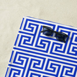 Toalha De Praia Grego Meander Key Square H Patterno Blue