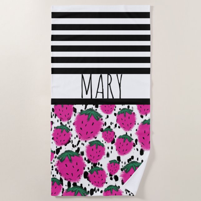 Toalha De Praia Greve Negra de Verão Abstrato (Frente)