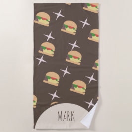 Toalha De Praia Groovy Burger Chocolate Name Beach Towel