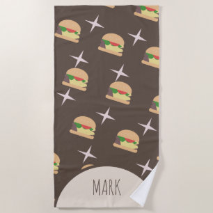 Toalha De Praia Groovy Burger Chocolate Name Beach Towel
