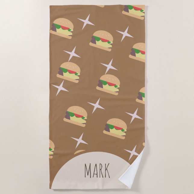 Toalha De Praia Groovy Burger Chocolate Name Beach Towel (Frente)