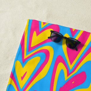 Toalha De Praia Groovy Trippy Squiggly Quirky Pansexual Pride