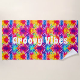 Toalha De Praia Groovy Vibes Tie Dye Personalizável