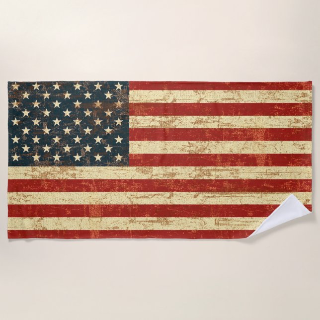 Toalha De Praia Grungy American Flag (Frente)