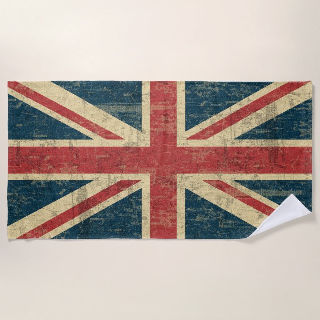 Toalha De Praia Grungy Union Jack (Frente)