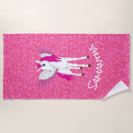 Toalha De Praia Grupo Wing Unicorn - Rainbow Pink Glitter