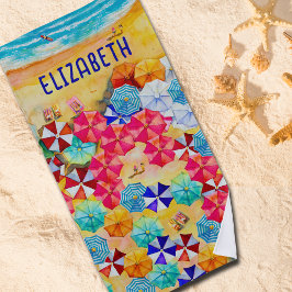 Toalha De Praia Guarda-chuvas na areia