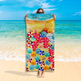 Toalha De Praia Guarda-chuvas na areia