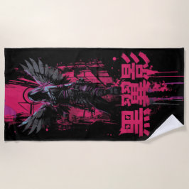 Toalha De Praia Guerreiro de Asa Negra – Design Japonês Kanji