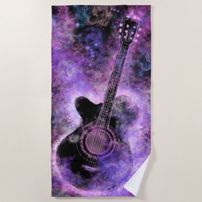 Toalha De Praia Guitar Music Beach Towel (Frente)