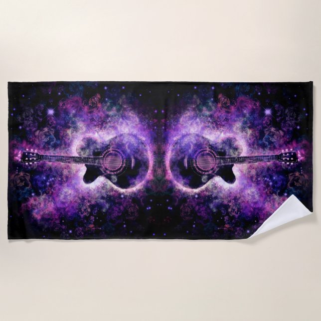 Toalha De Praia Guitar Music Beach Towel (Frente)