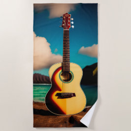 Toalha De Praia Guitarra acústica havaiana Beach Towel