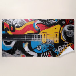 Toalha De Praia Guitarra Elétrica Pop Art Rock Música Estilo de Ru