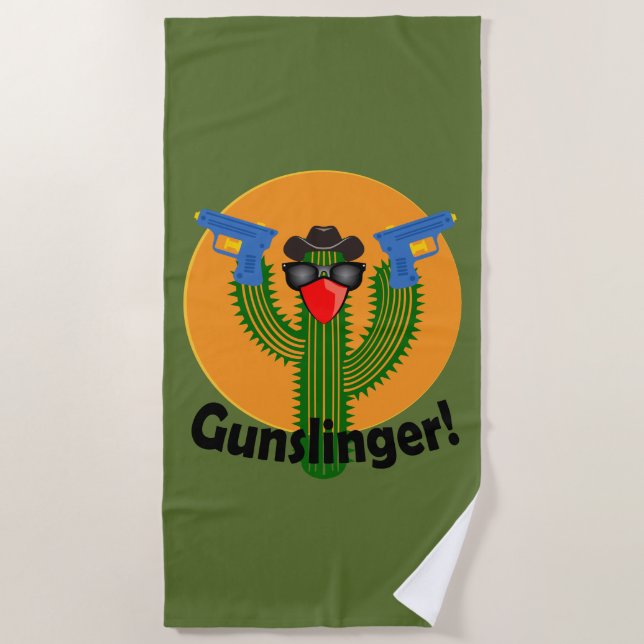 Toalha De Praia Gunslinger Cactus Design - Beach Towel (Frente)