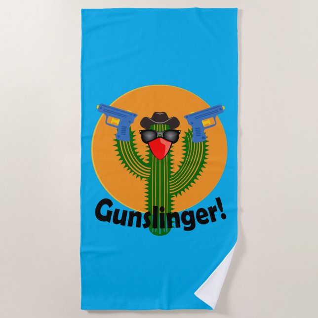 Toalha De Praia Gunslinger Cactus Design - Beach Towel (Frente)