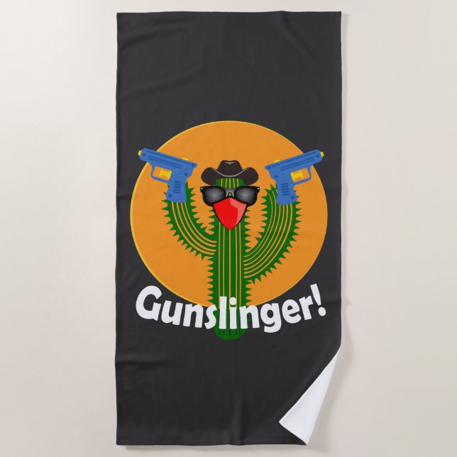 Toalha De Praia Gunslinger Cactus Design - Beach Towel (Frente)