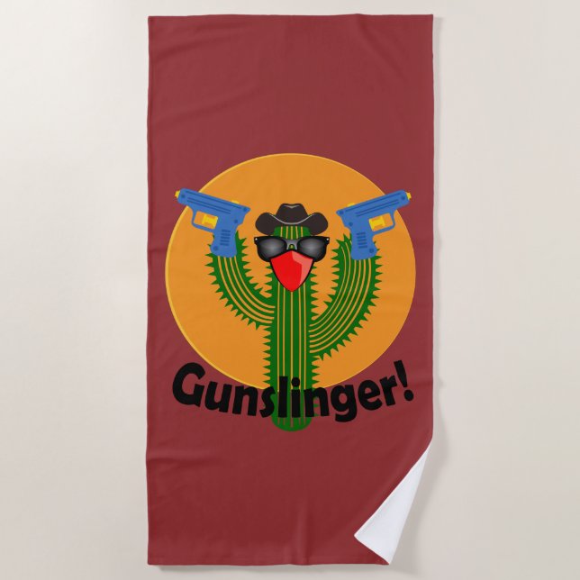 Toalha De Praia Gunslinger Cactus Design - Beach Towel (Frente)