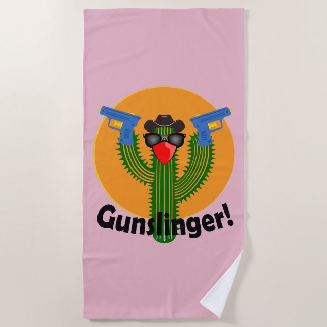 Toalha De Praia Gunslinger Cactus Design - Beach Towel (Frente)