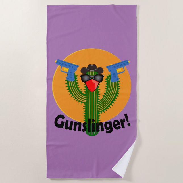 Toalha De Praia Gunslinger Cactus Design - Beach Towel (Frente)