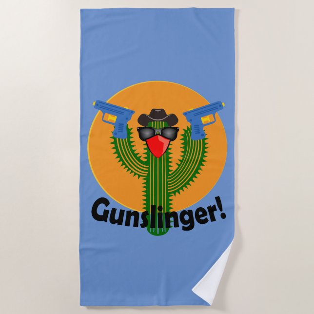 Toalha De Praia Gunslinger Cactus Design - Beach Towel (Frente)