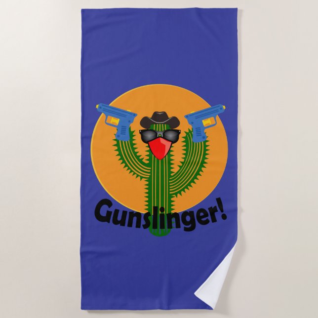 Toalha De Praia Gunslinger Cactus Design - Beach Towel (Frente)