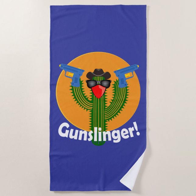 Toalha De Praia Gunslinger Cactus Design - Beach Towel (Frente)