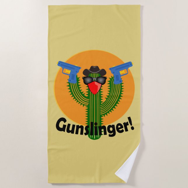 Toalha De Praia Gunslinger Cactus Design - Beach Towel (Frente)