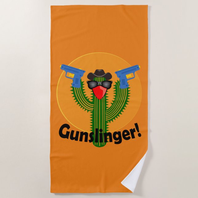 Toalha De Praia Gunslinger Cactus Design - Beach Towel (Frente)
