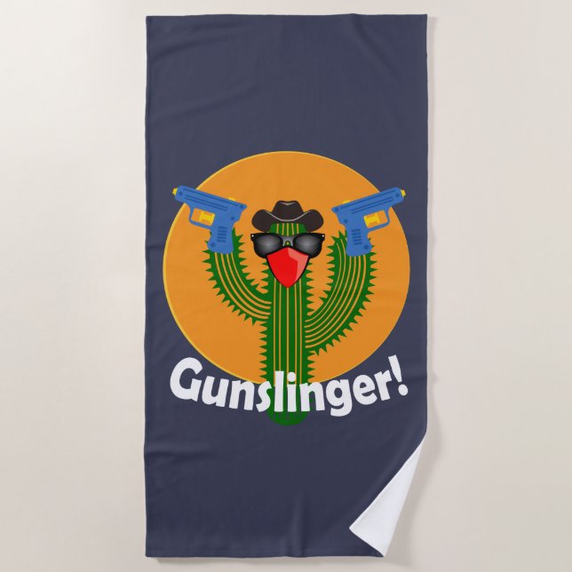 Toalha De Praia Gunslinger Cactus Design - Beach Towel (Frente)