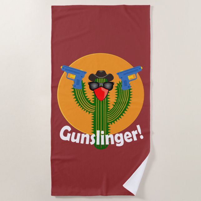 Toalha De Praia Gunslinger Cactus Design - Beach Towel (Frente)
