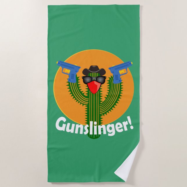 Toalha De Praia Gunslinger Cactus Design - Beach Towel (Frente)