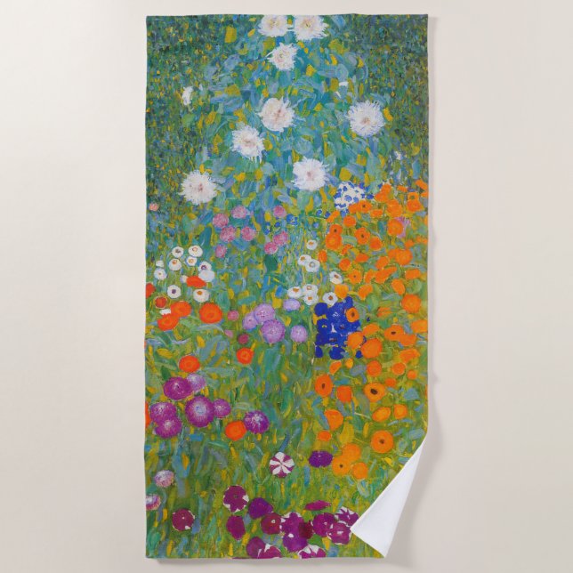 Toalha De Praia Gustav Klimt - Jardim Flor (Frente)