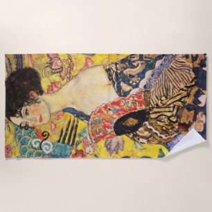 Toalha De Praia Gustav Klimt Lady com ventilador