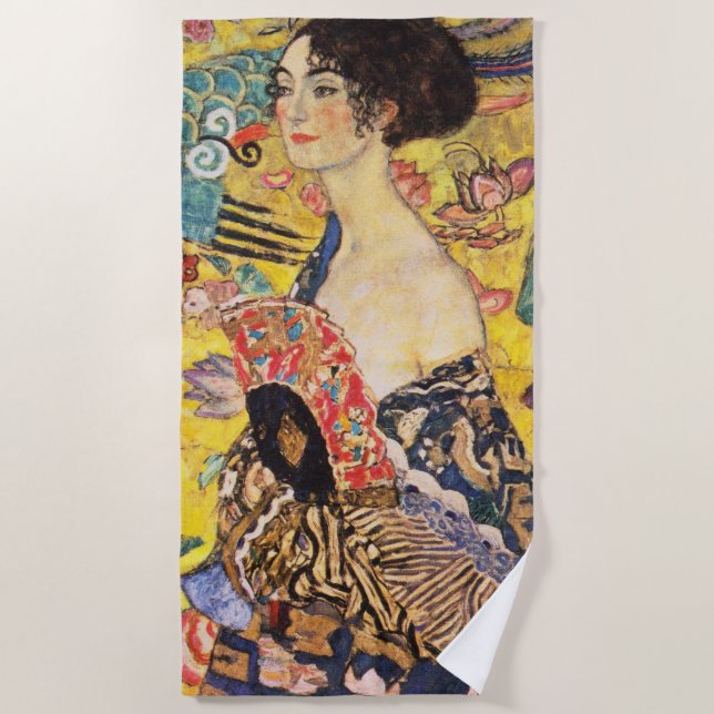 Toalha De Praia Gustav Klimt Lady with Fan (Frente)