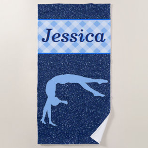 Toalha De Praia Gymnastics Girl Light Blue Dark Blue