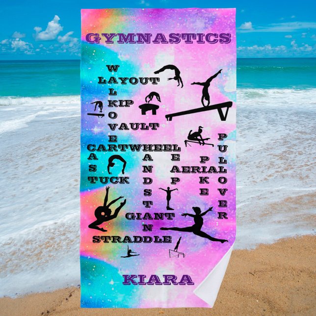 Toalha De Praia Gymnastics Personalizado Crosswords Beach Towel (Criador carregado)