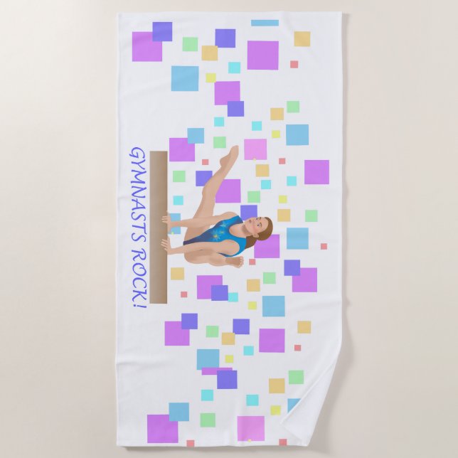 Toalha De Praia Gymnasts Rock!  Feixe de equilíbrio (Frente)