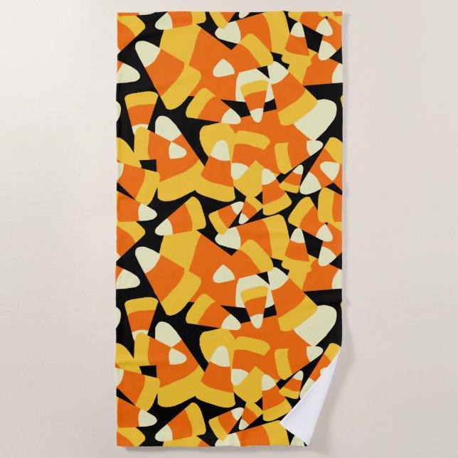 Toalha De Praia Halloween Candy Corn Seamless Patterno (Frente)