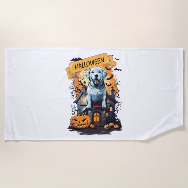 TOALHA DE PRAIA HALLOWEEN E CÃO (Frente)