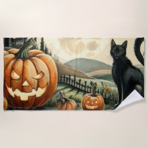 Toalha De Praia Halloween/outono/Outono/Abóbora/gato