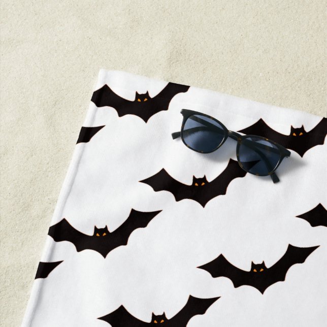Toalha De Praia Halloween, Padrão De Morcegos, Truque Ou Tratament (In Situ)