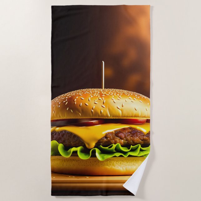Toalha De Praia Hamburger Design Cotton Beach Towel (Frente)