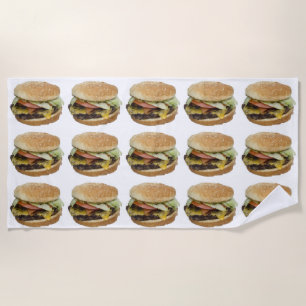 Toalha De Praia HAMBURGER FUNNY FOODIE Beach Towel