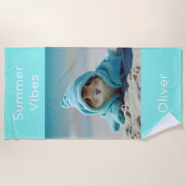 Toalha De Praia Hamster Bonito na Praia - Turquesa de Verão