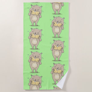 Toalha De Praia Hamster sorridente e bonito com desenho animado de