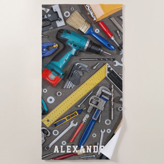 Toalha De Praia Handyman Garage — Várias Ferramentas (Frente)